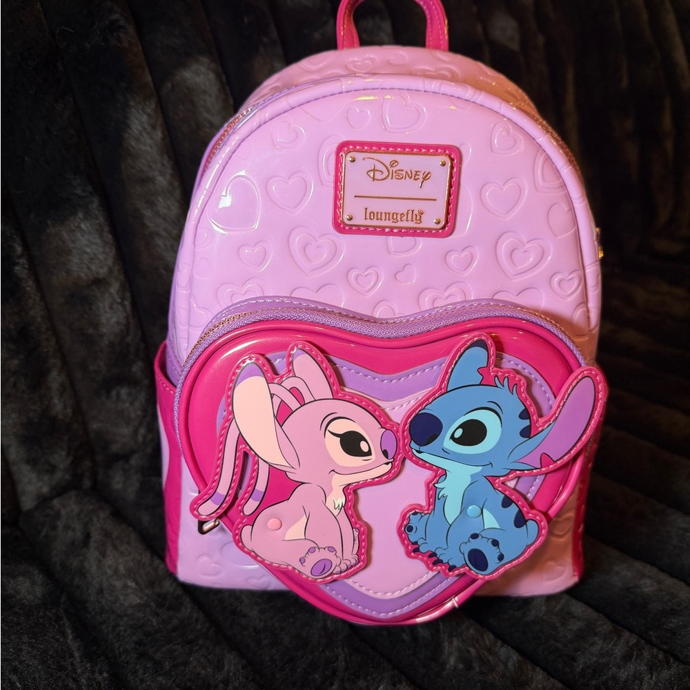 Disney Loungefly Pink Stitch and Angel Mini Backpack